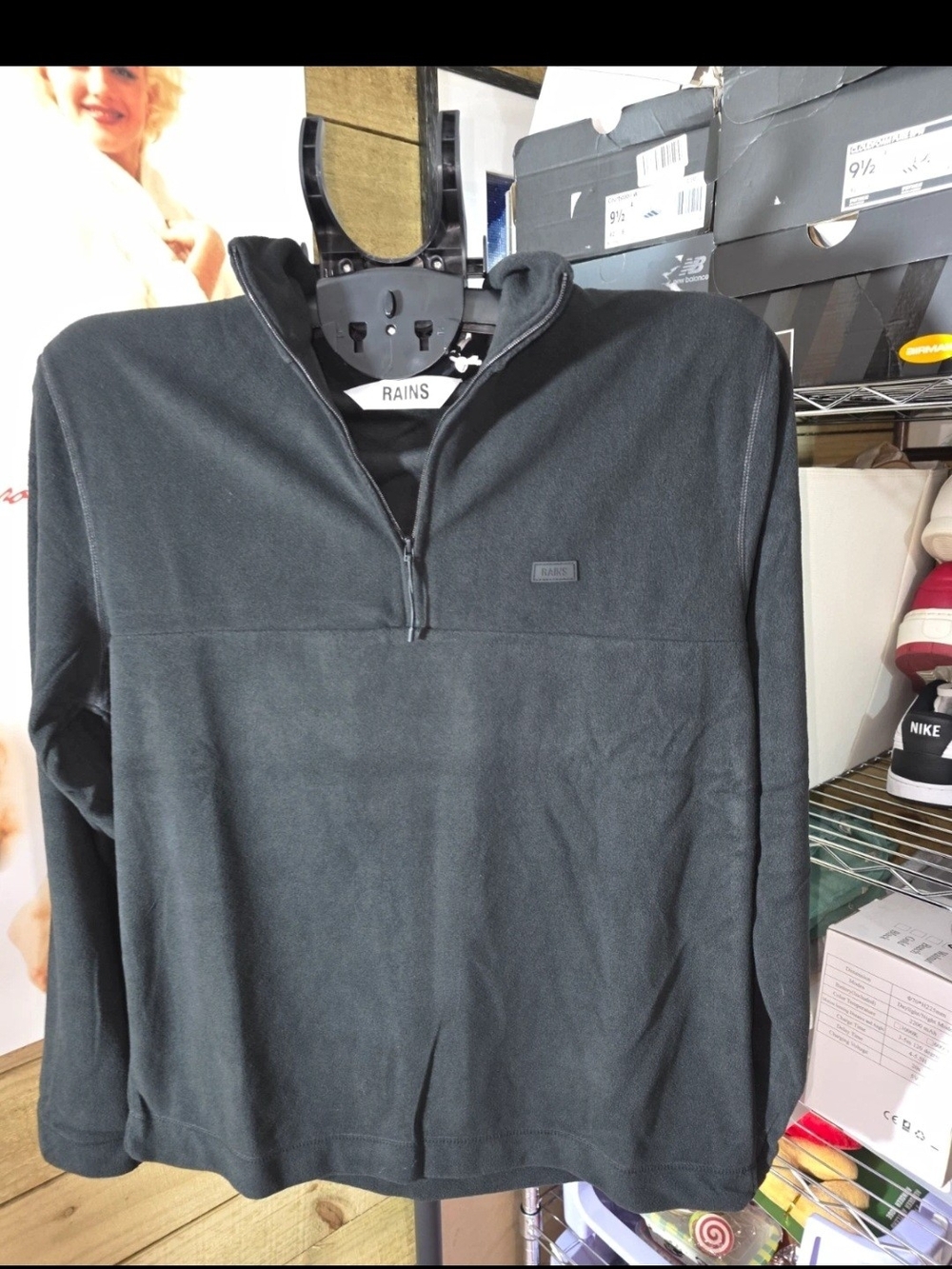 Rains Black Half-Zip Fleece Pullover